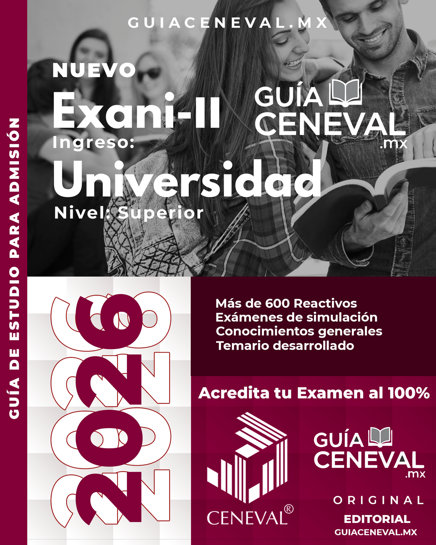 Guía Ceneval EXANI-II 2026 Portada Guía de Estudio Ingreso a Licenciatura