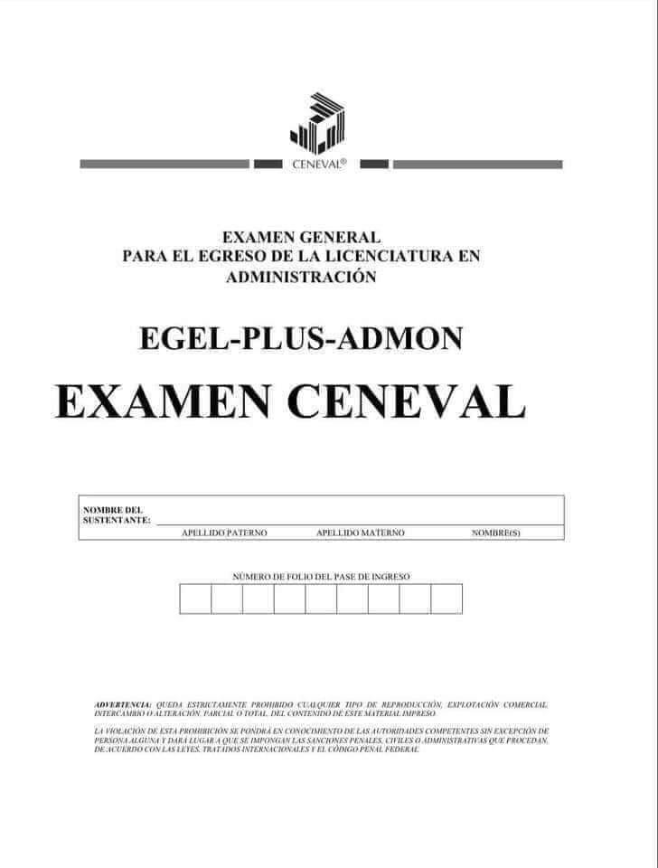 Guía Ceneval EGEL Plus Administración 2025 - Material de estudio para Licenciados en Administración